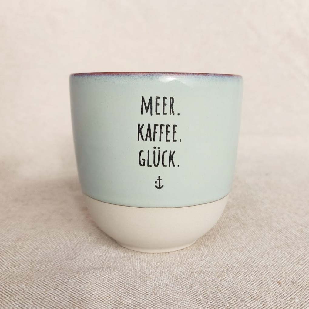 Keramikbecher "Meer. Kaffee. Glück."