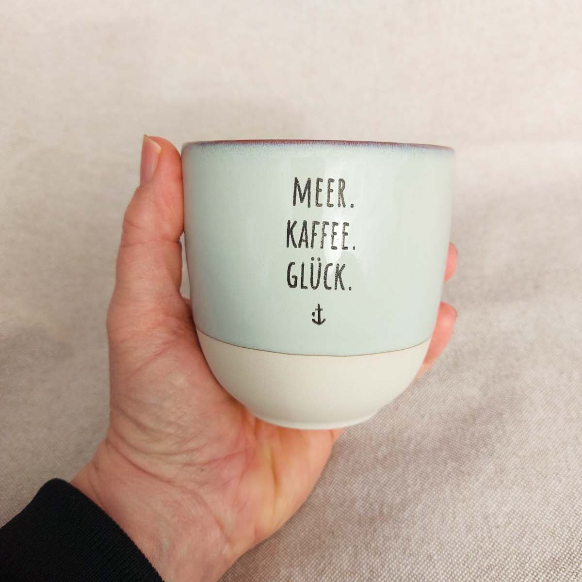 Keramikbecher "Meer. Kaffee. Glück."