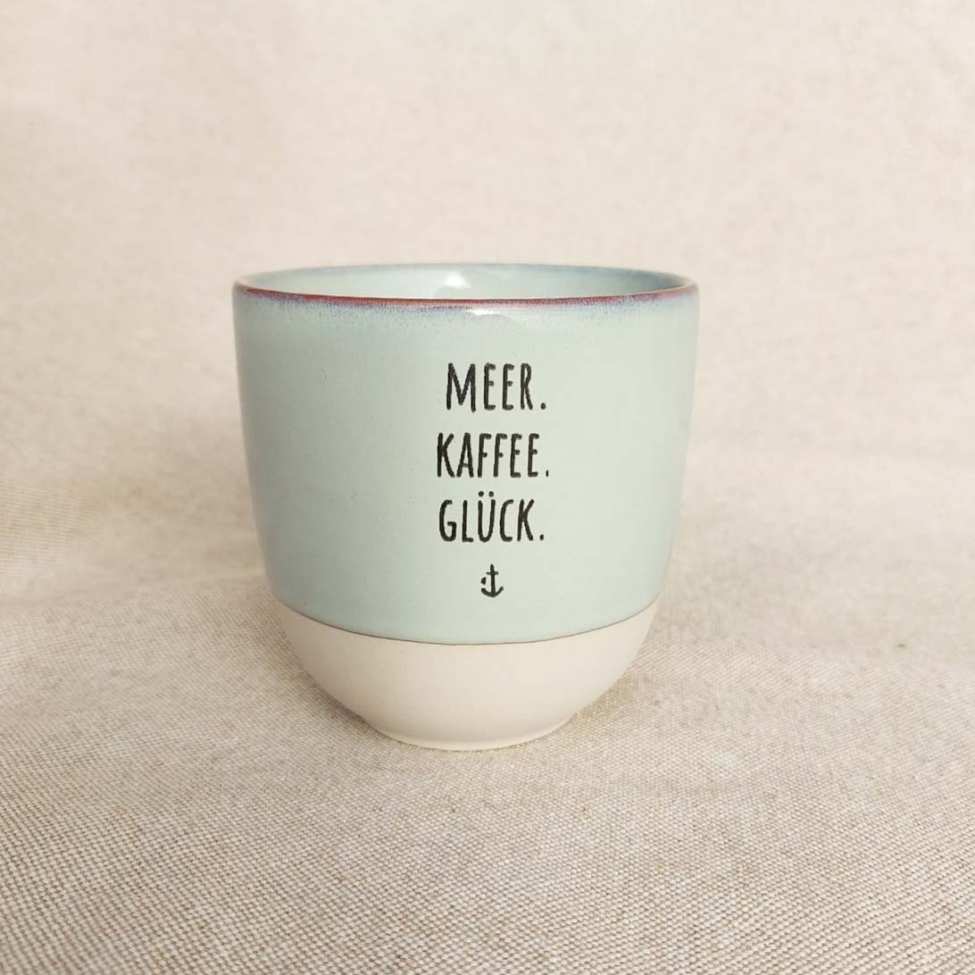 Keramikbecher "Meer. Kaffee. Glück."