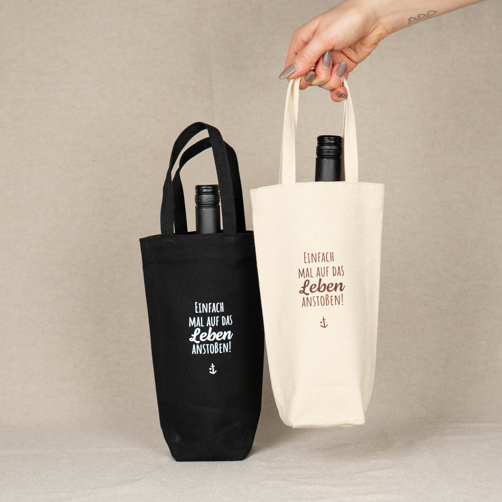 Flaschentasche "Auf's Leben anstoßen"