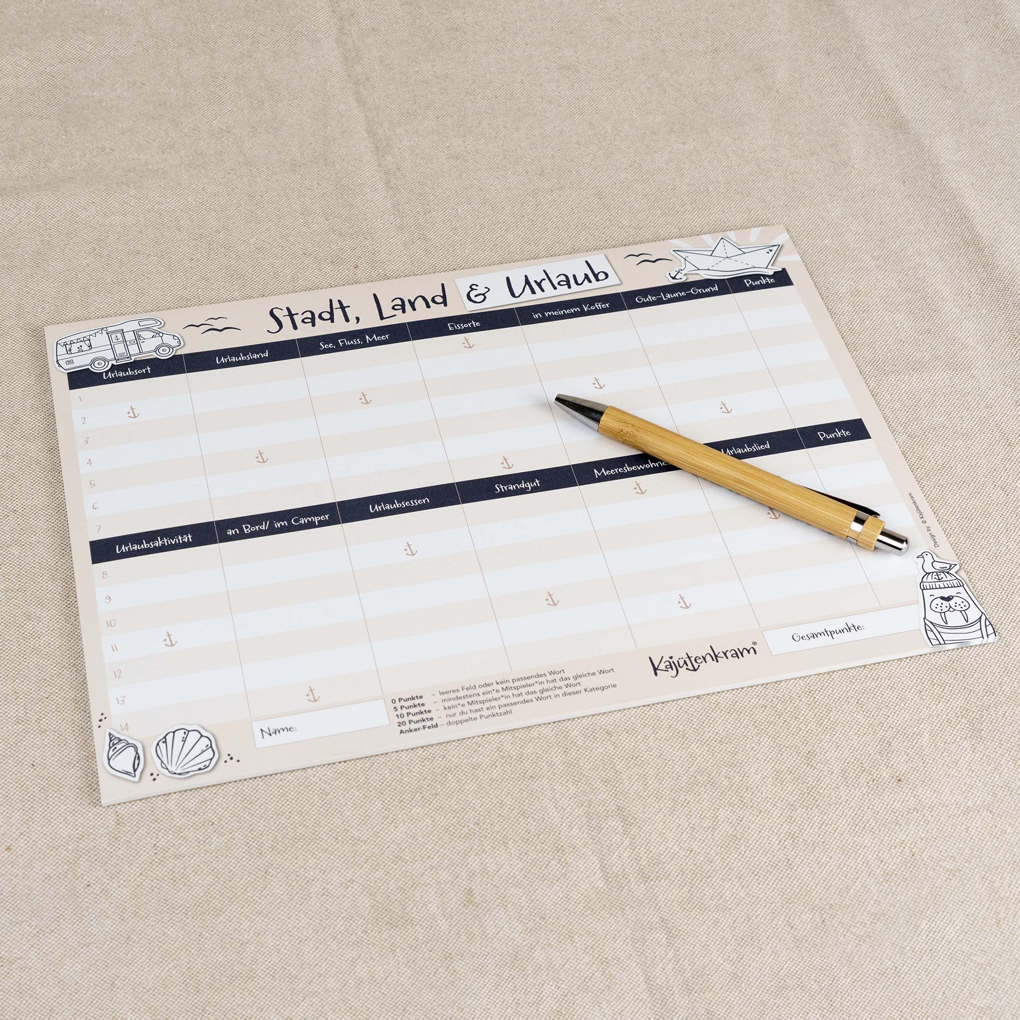 Spieleblock „Stadt, Land & Urlaub“