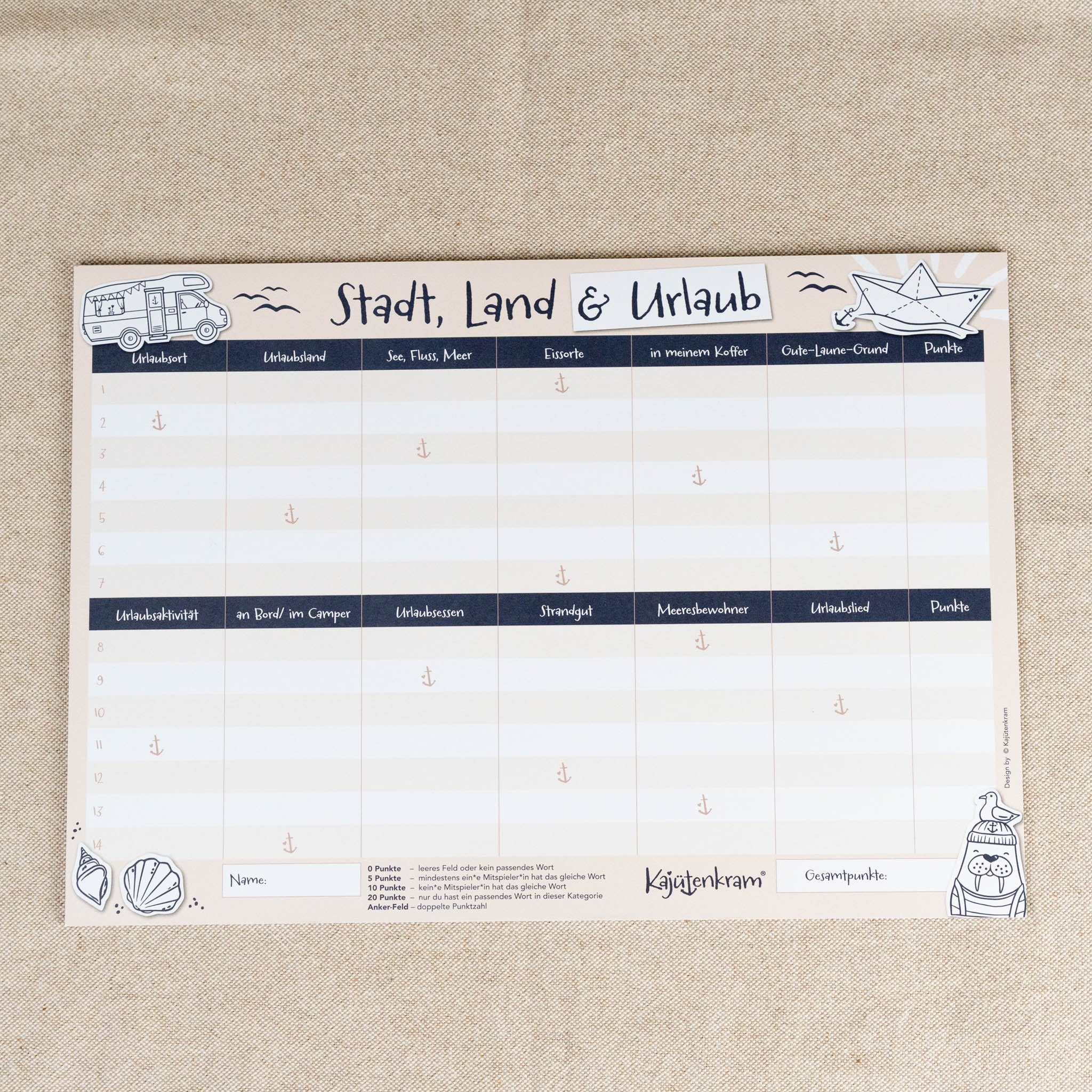 Spieleblock „Stadt, Land & Urlaub“