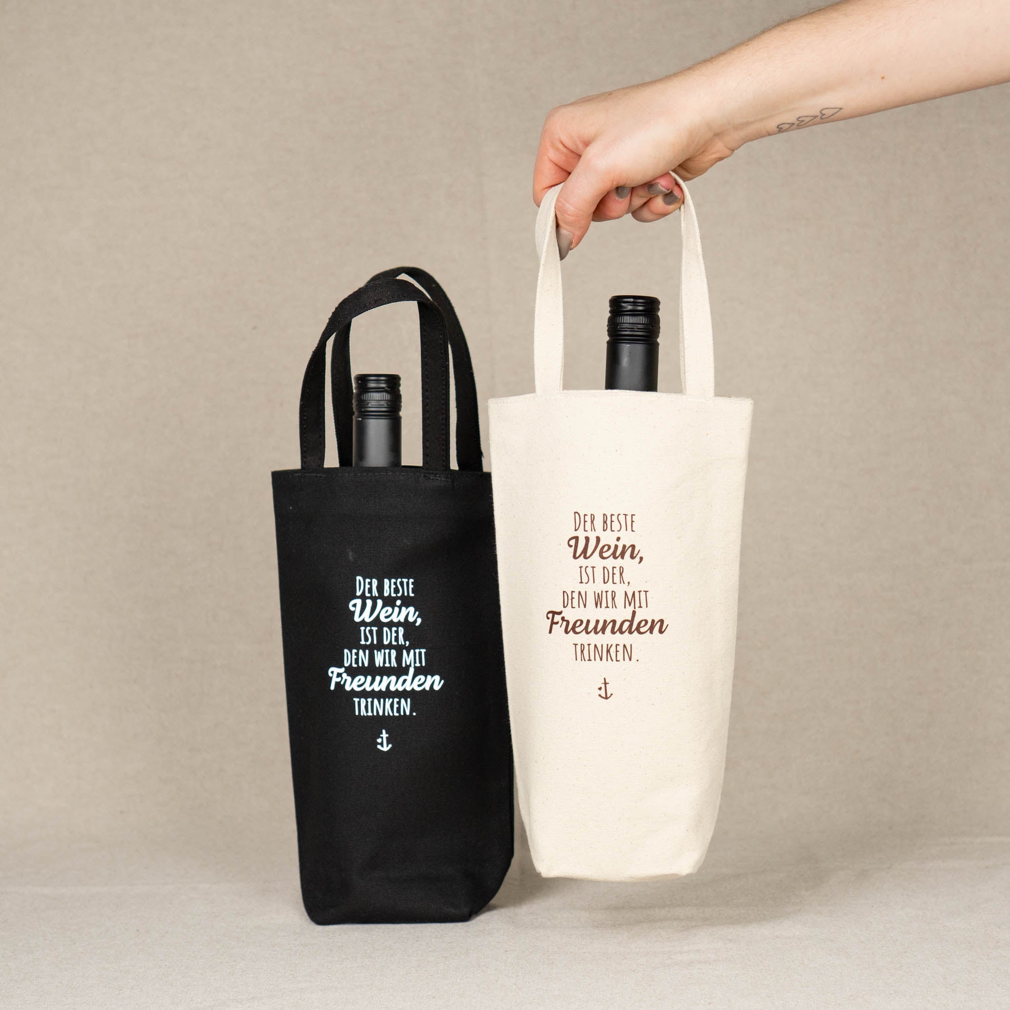 Flaschentasche "Wein mit Freunden"